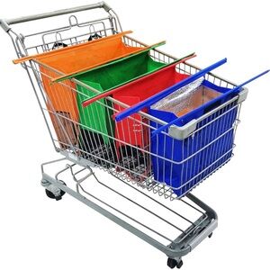 4-Pack Grocery Shopping Cart Bags With Handles, Perfect For Supermarket